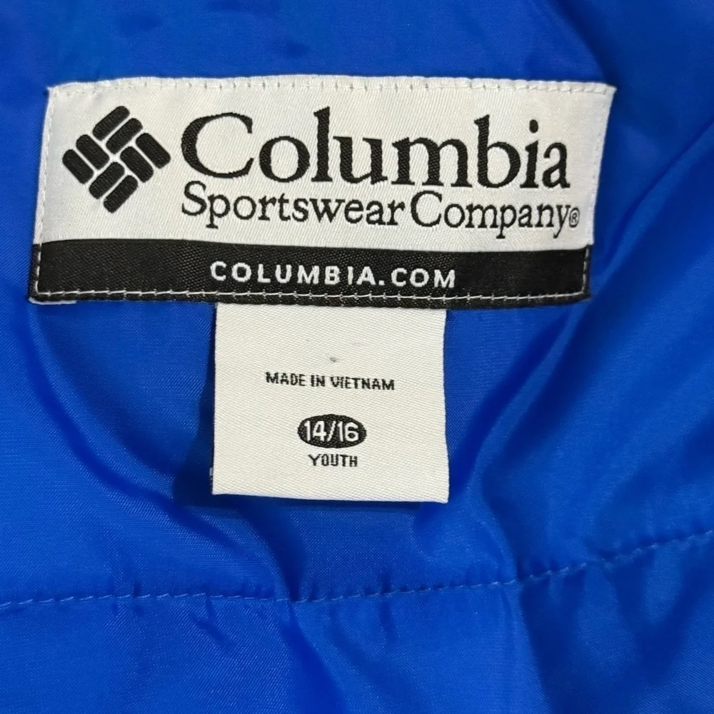 Columbia Youth 14/16 Zip/Snap Button Winter Thick Outdoor Jacket Blue Nylon